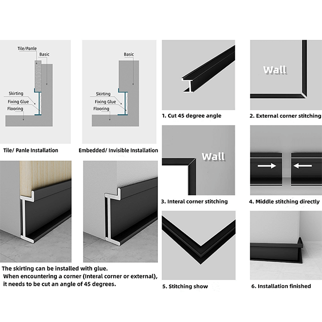 Embedded Series Aluminum Skirting Board Flooring Accessories