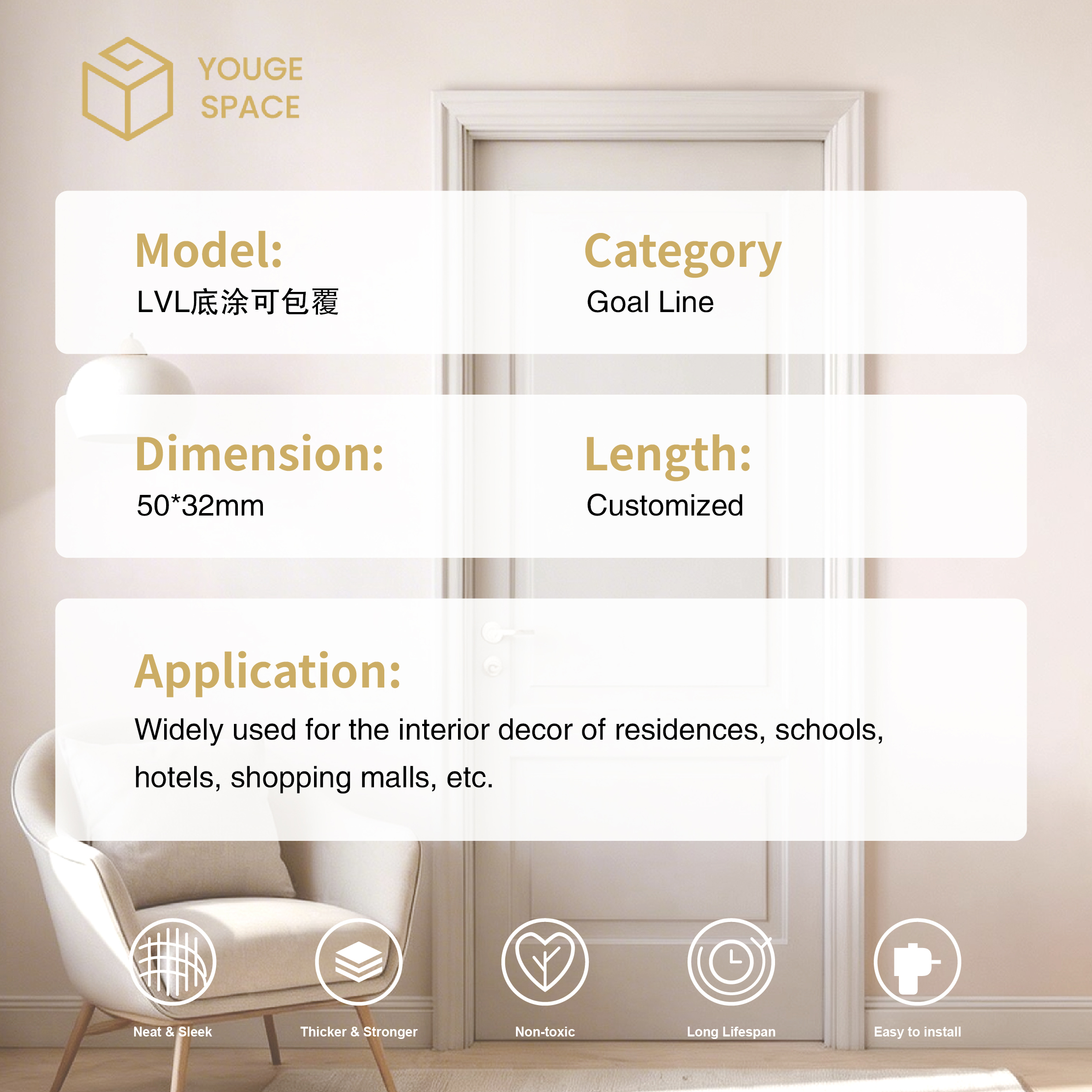 Stable Structure Wood Door Line Long Service Life Trim